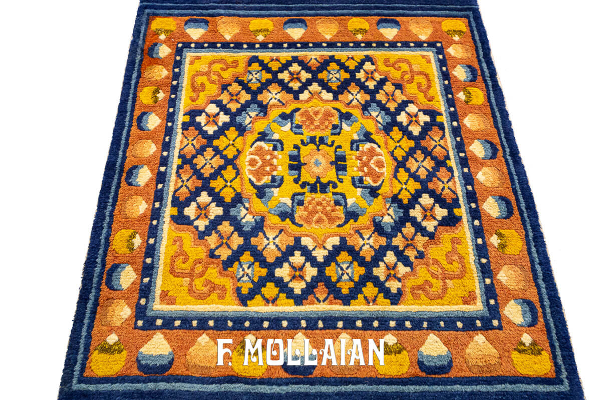 Antique Tibet Rug Gold/Blue Color n°:207979